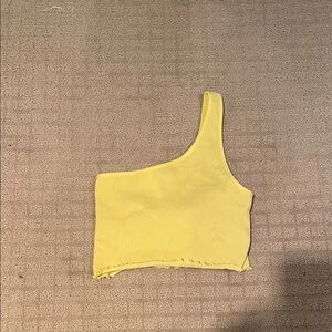 Spiritual Gangster Yellow One-Shoulder Crop Top